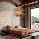 Load image into Gallery viewer, Flower Rattan Pendant Light, Wicker Lampshade Chandelier