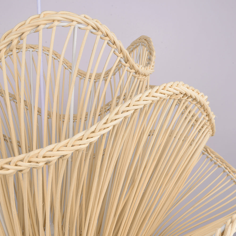 Flower Rattan Pendant Light, Wicker Lampshade Chandelier