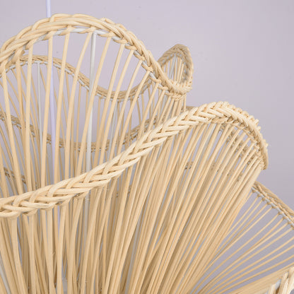 Flower Rattan Pendant Light, Wicker Lampshade Chandelier