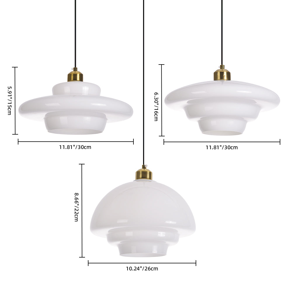 Mid Century Style Milk White Glass Pendant Light