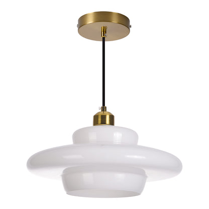 Mid Century Milk Glass Pendant Light - Mid-Century Opal Glass Saucer Lamp
