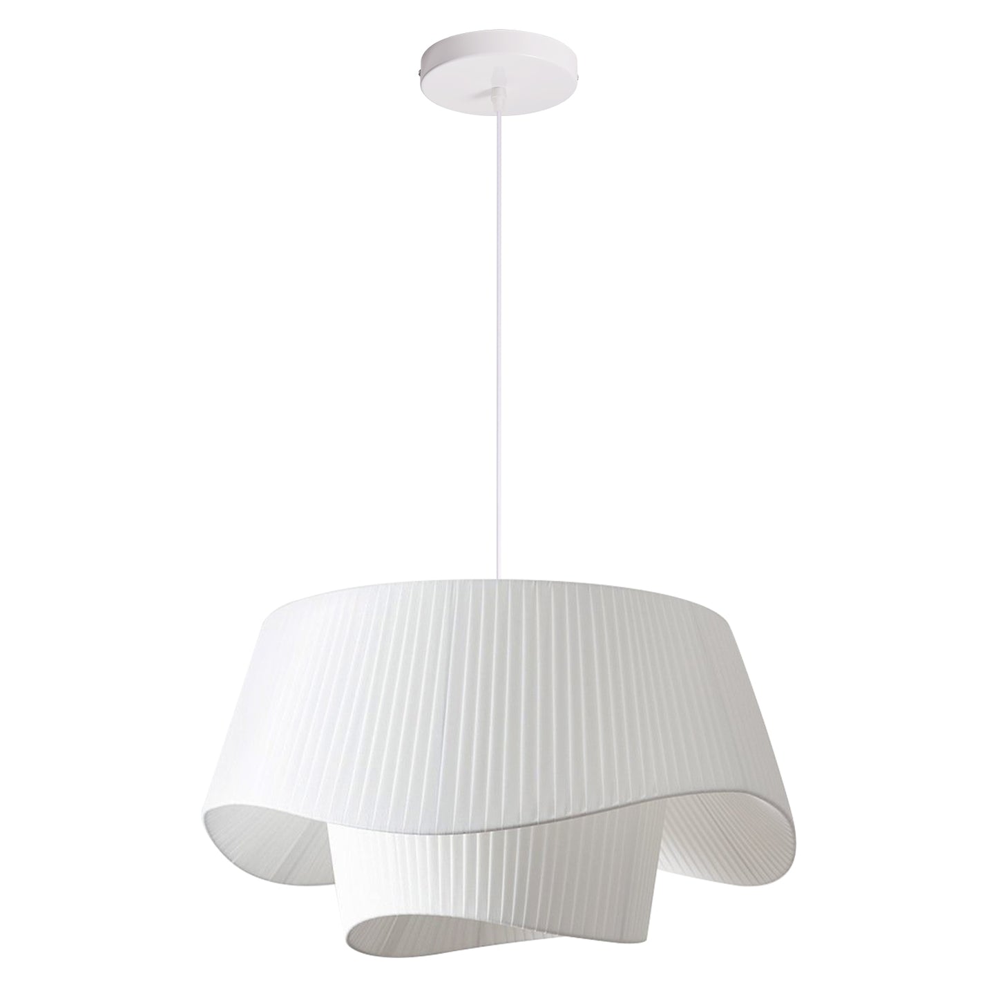 Modern Layered Wavy Pleated Fabric Pendant Light - Japandi Drum Chandelier