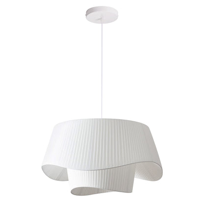 Modern Layered Wavy Pleated Fabric Pendant Light - Japandi Drum Chandelier