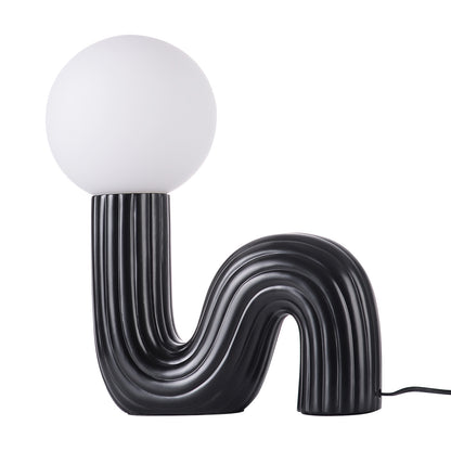 Modern Memphis Wavy Table Lamp - Ribbed Ceramic Snake Globe Light