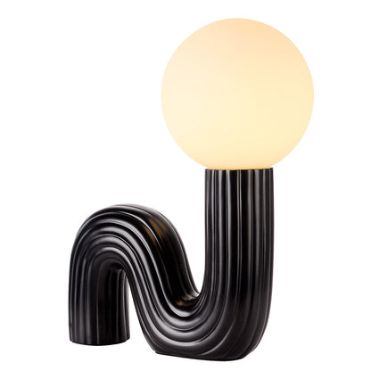 Modern Memphis Wavy Table Lamp - Ribbed Ceramic Snake Globe Light