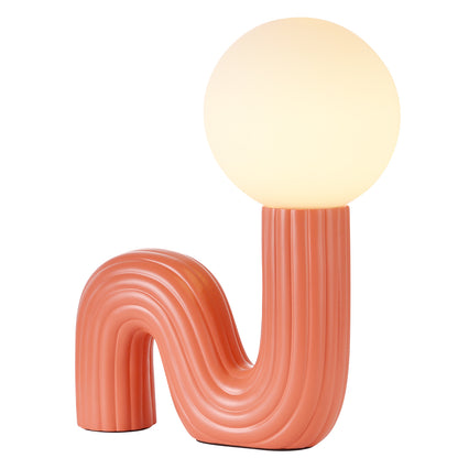 Modern Memphis Wavy Table Lamp - Ribbed Ceramic Snake Globe Light