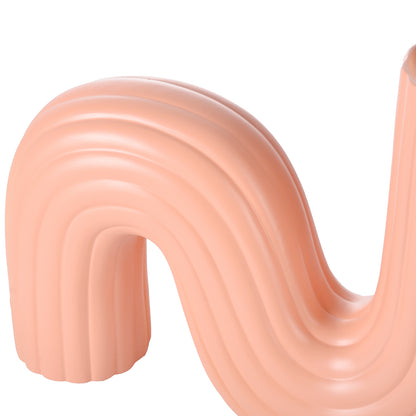Modern Memphis Wavy Table Lamp - Ribbed Ceramic Snake Globe Light