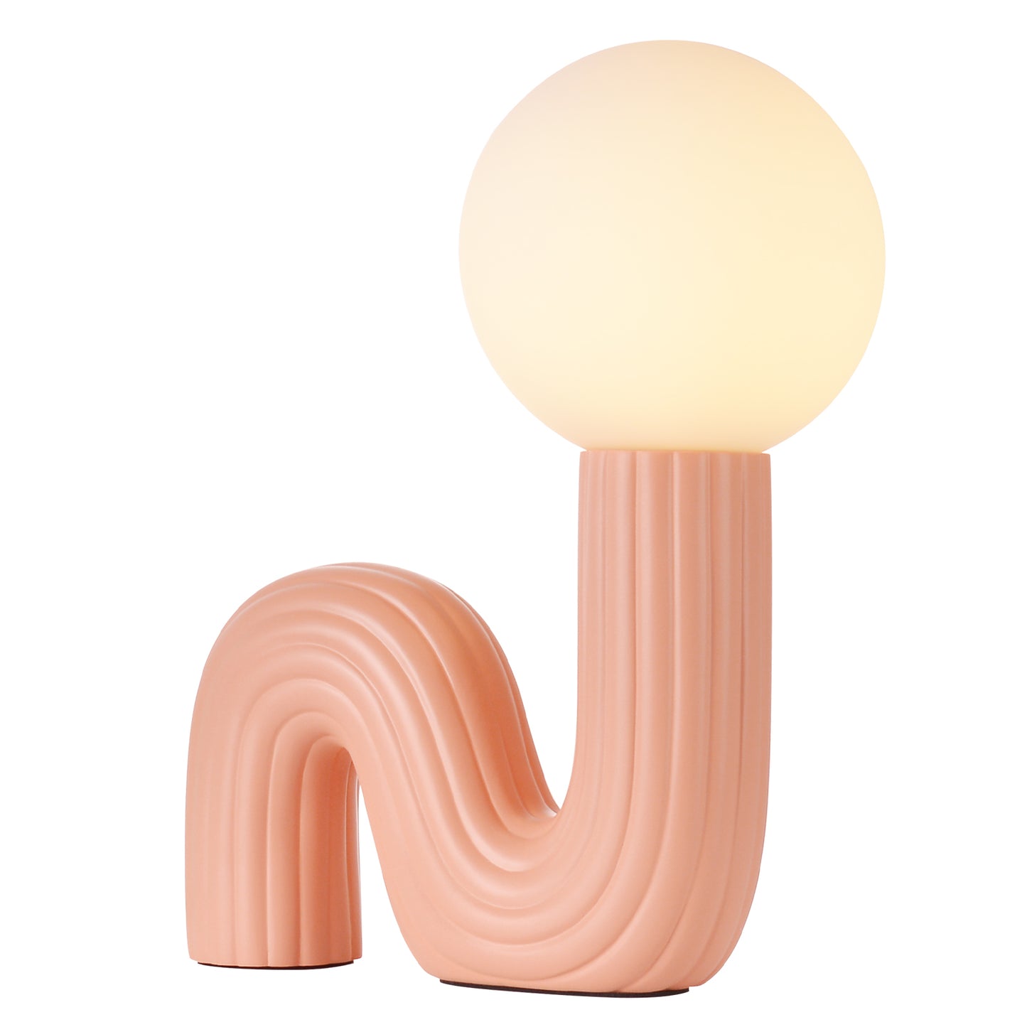 Modern Memphis Wavy Table Lamp - Ribbed Ceramic Snake Globe Light