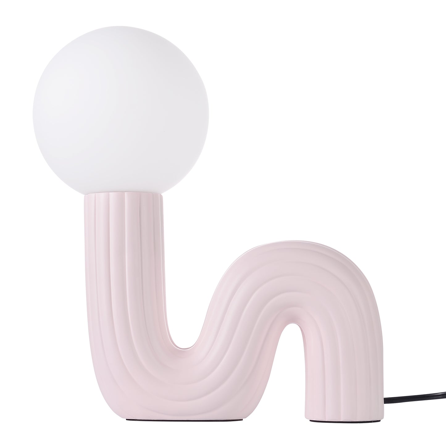 Modern Memphis Wavy Table Lamp - Ribbed Ceramic Snake Globe Light
