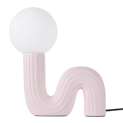 Modern Memphis Wavy Table Lamp - Ribbed Ceramic Snake Globe Light
