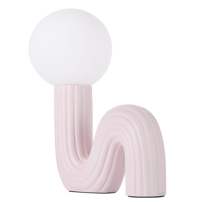 Modern Memphis Wavy Table Lamp - Ribbed Ceramic Snake Globe Light