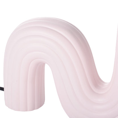 Modern Memphis Wavy Table Lamp - Ribbed Ceramic Snake Globe Light