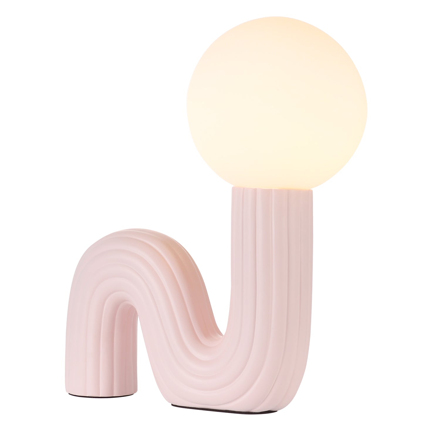 Modern Memphis Wavy Table Lamp - Ribbed Ceramic Snake Globe Light