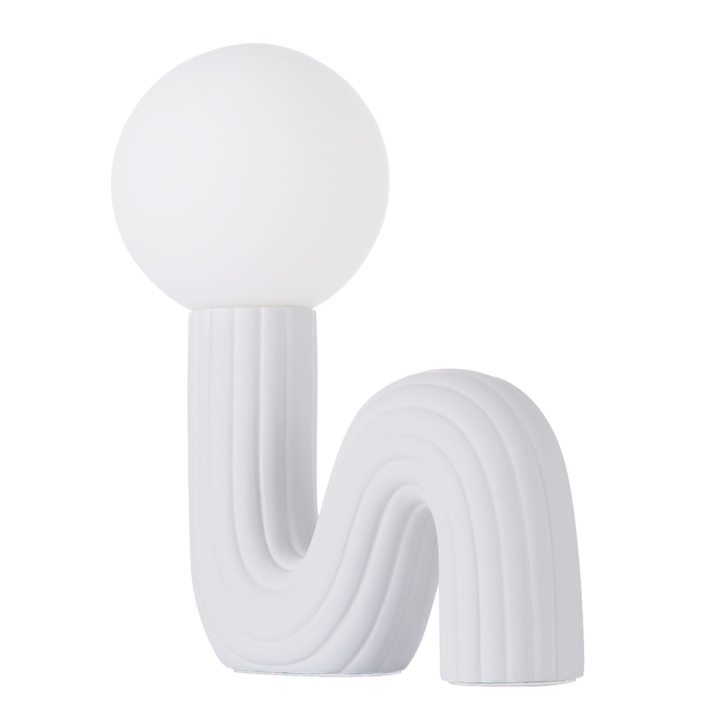 Modern Memphis Wavy Table Lamp - Ribbed Ceramic Snake Globe Light