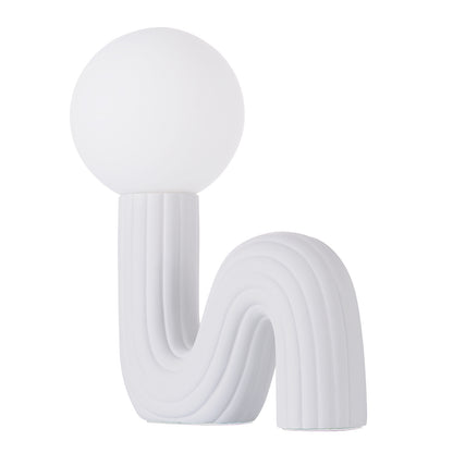 Modern Memphis Wavy Table Lamp - Ribbed Ceramic Snake Globe Light