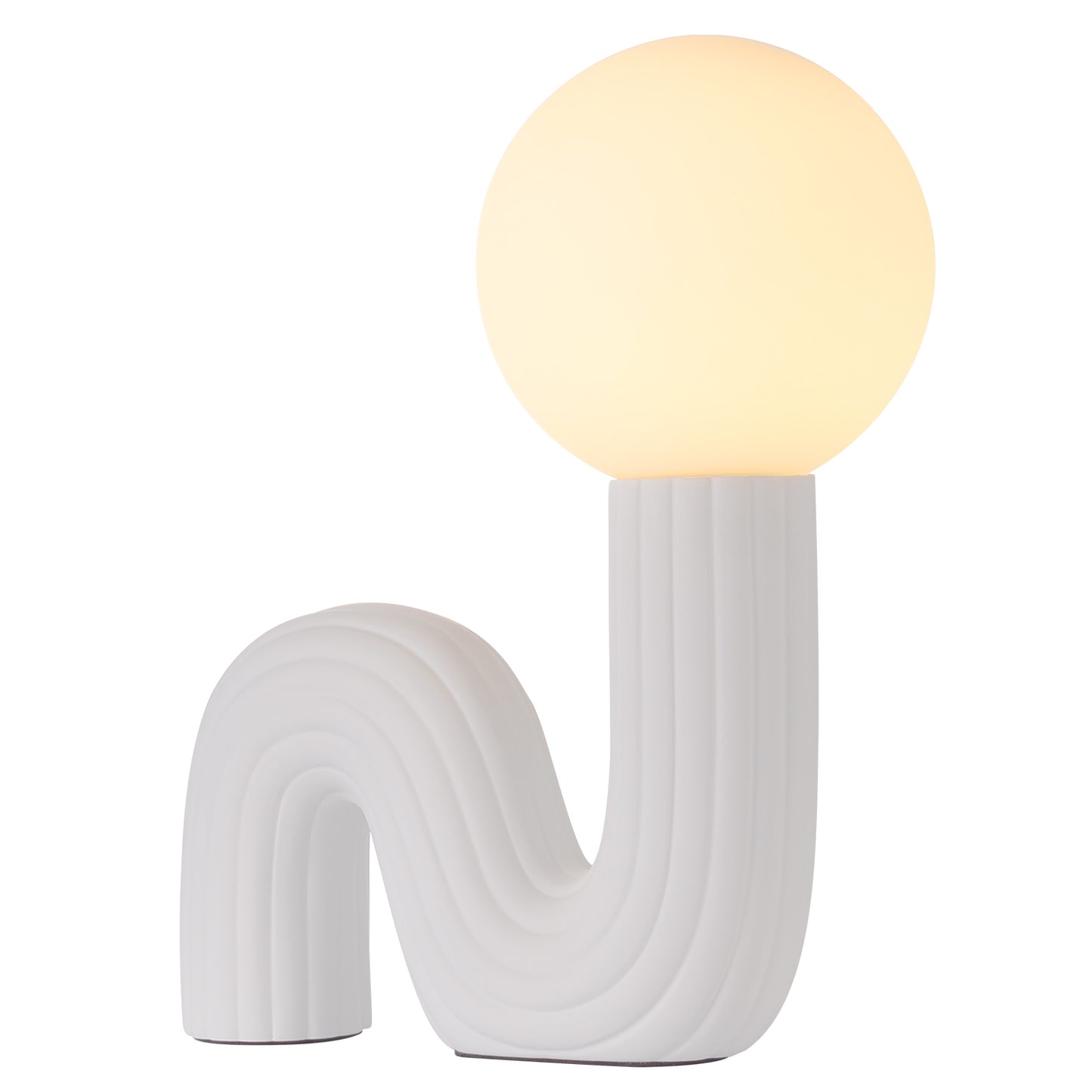 Modern Memphis Wavy Table Lamp - Ribbed Ceramic Snake Globe Light
