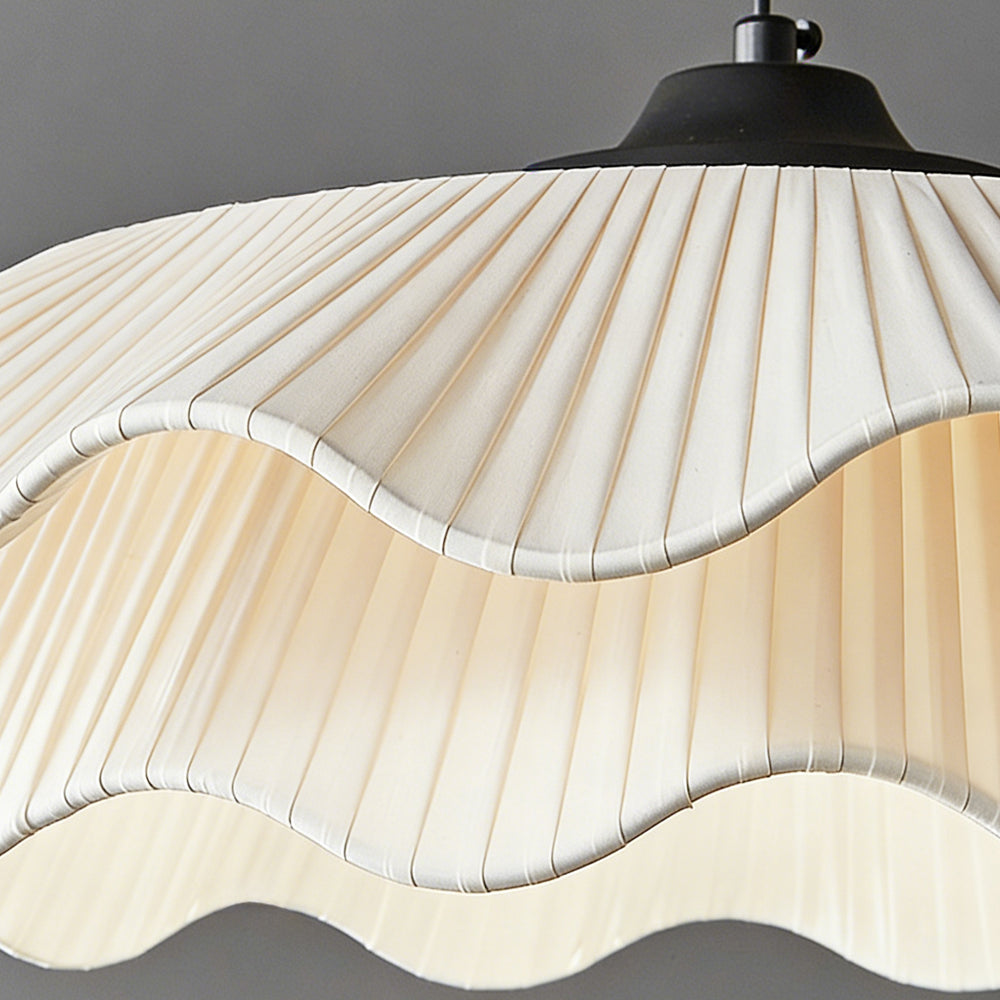 Modern 2-Tier Pleated Fabric Lotus Pendant Light - Japandi Floral Chandelier