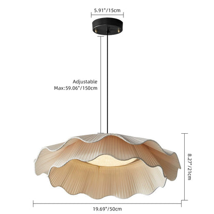 Modern 2-Tier Pleated Fabric Lotus Pendant Light - Japandi Floral Chandelier