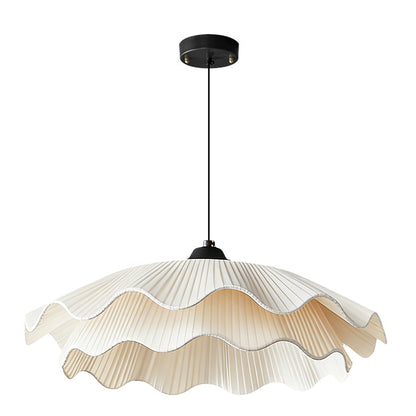 Modern 2-Tier Pleated Fabric Lotus Pendant Light - Japandi Floral Chandelier