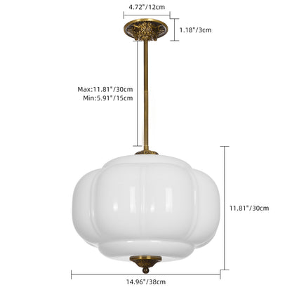 Mid-Century French Melon Glass Pendant - Retro Pumpkin Chandelier