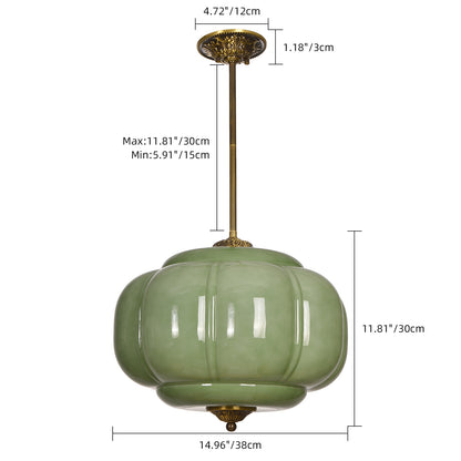 Mid-Century French Melon Glass Pendant - Retro Pumpkin Chandelier