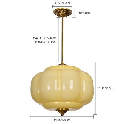 Mid-Century French Melon Glass Pendant - Retro Pumpkin Chandelier