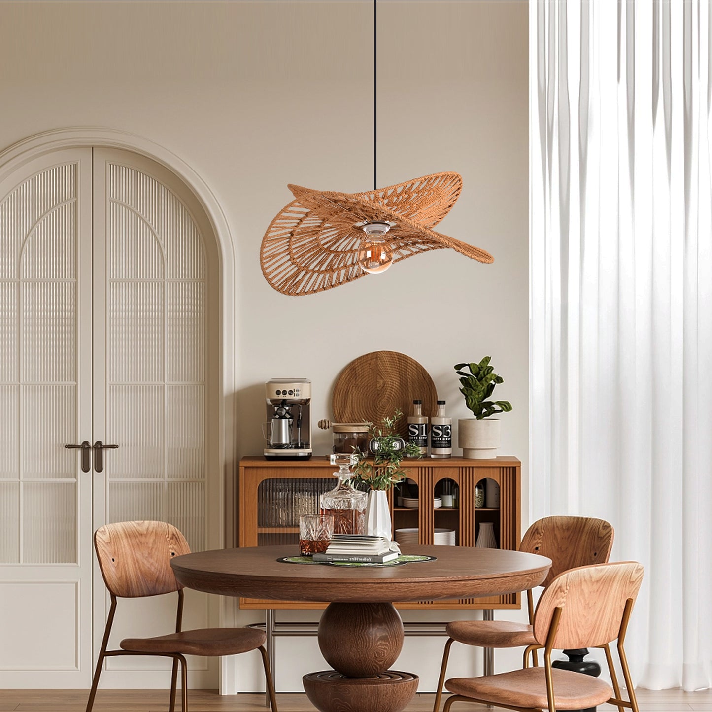 Double Tier Hemp Rope Pendant Light