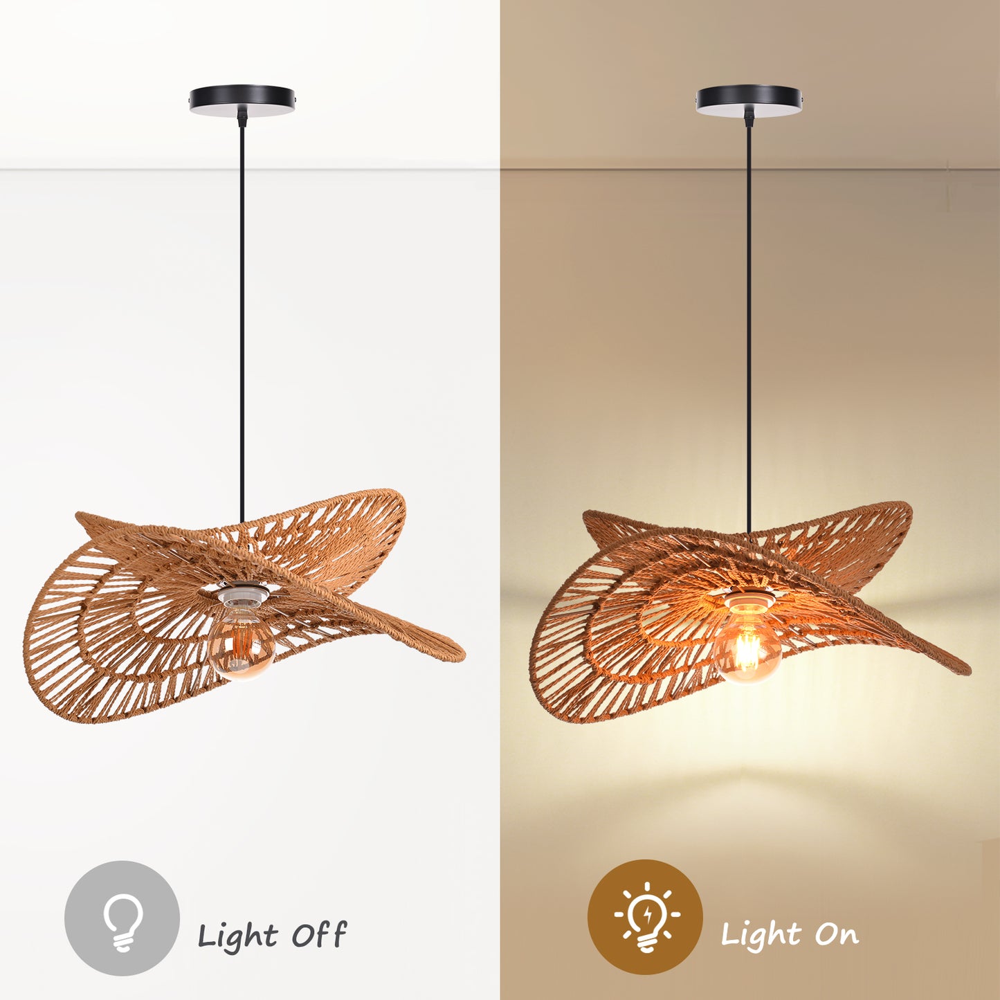 Double Tier Hemp Rope Pendant Light