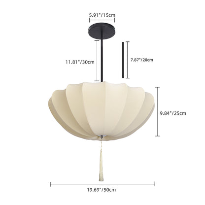 Fabric Pumpkin Pendant Light with Tassel - Zen Japandi Chandelier