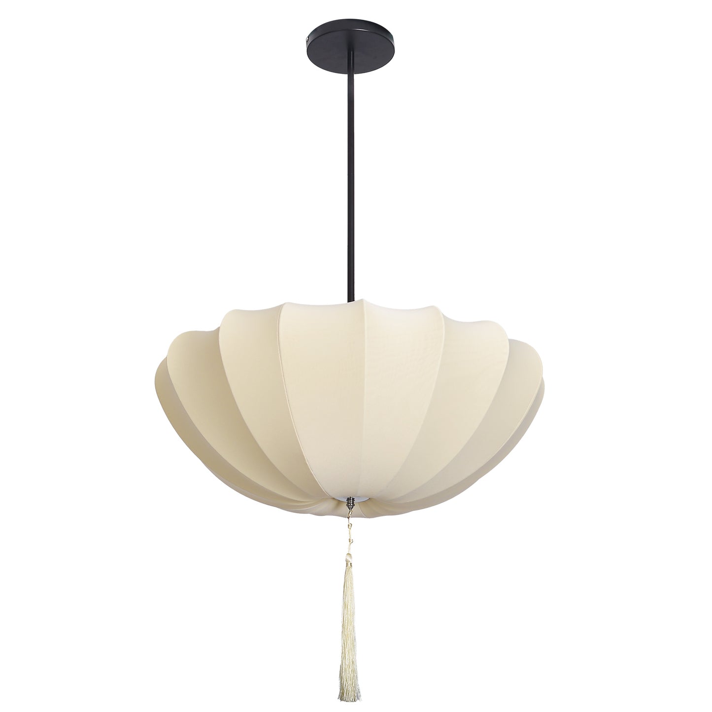 Fabric Pumpkin Pendant Light with Tassel - Zen Japandi Chandelier