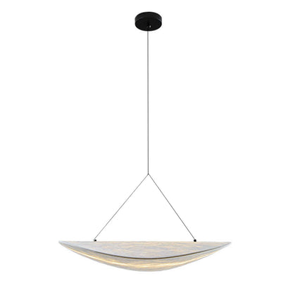 Modern Wavy Fiber Pendant Light - Wabi-Sabi Linear Hanging Lamp