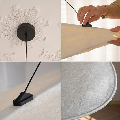 Modern Wavy Fiber Pendant Light - Wabi-Sabi Linear Hanging Lamp