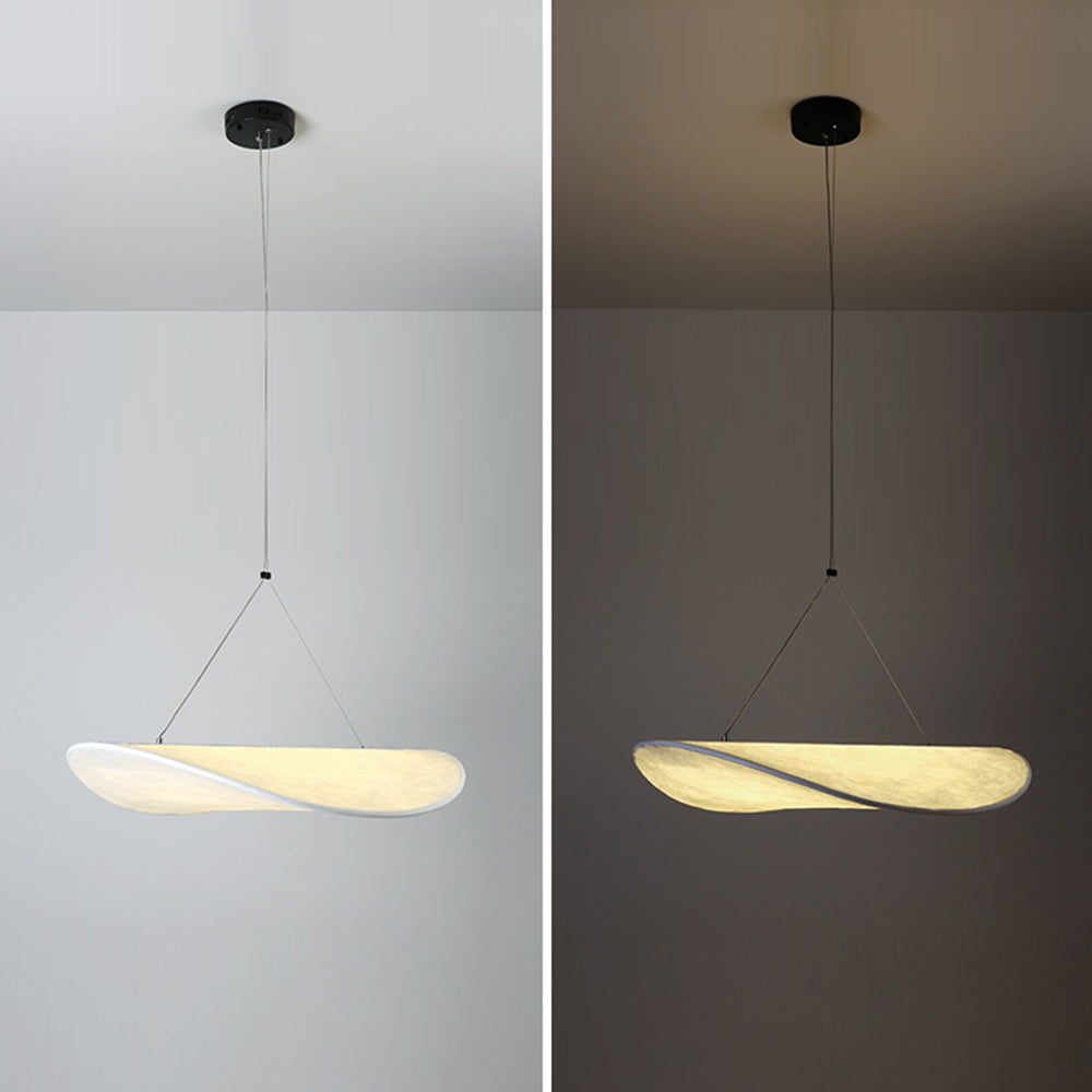 Modern Wavy Fiber Pendant Light - Wabi-Sabi Linear Hanging Lamp