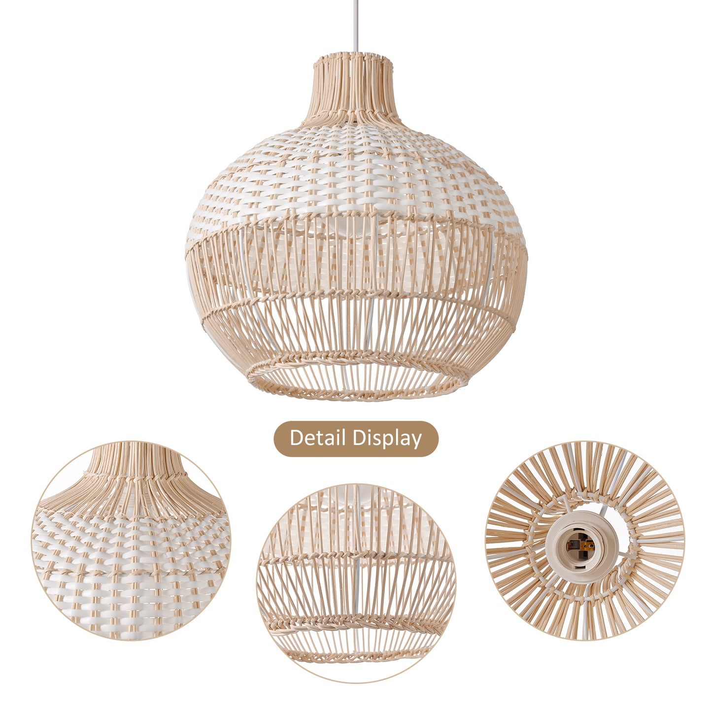 Handwoven Rattan Pendant Light for Kitchen Island – Boho Ceiling Lamp