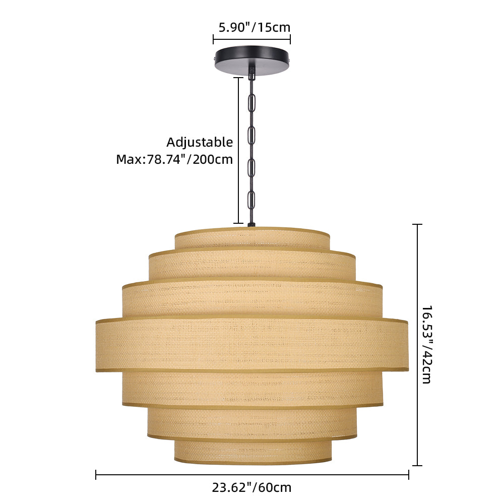 Modern Tiered Wood Veneer Chandelier - Japandi Pagoda Pendant Light