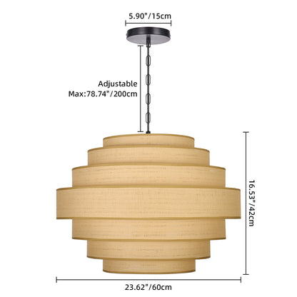 Modern Tiered Wood Veneer Chandelier - Japandi Pagoda Pendant Light