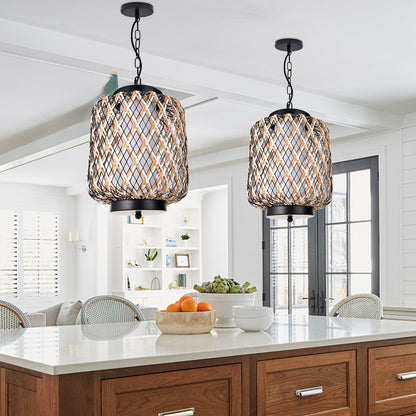 Outdoor Waterproof Lantern Rattan Pendant Lights Modern Chandelier