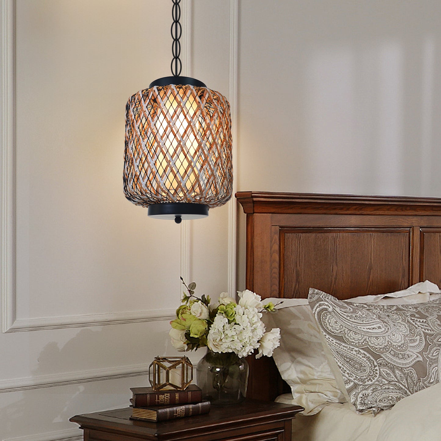 Outdoor Waterproof Lantern Rattan Pendant Lights Modern Chandelier