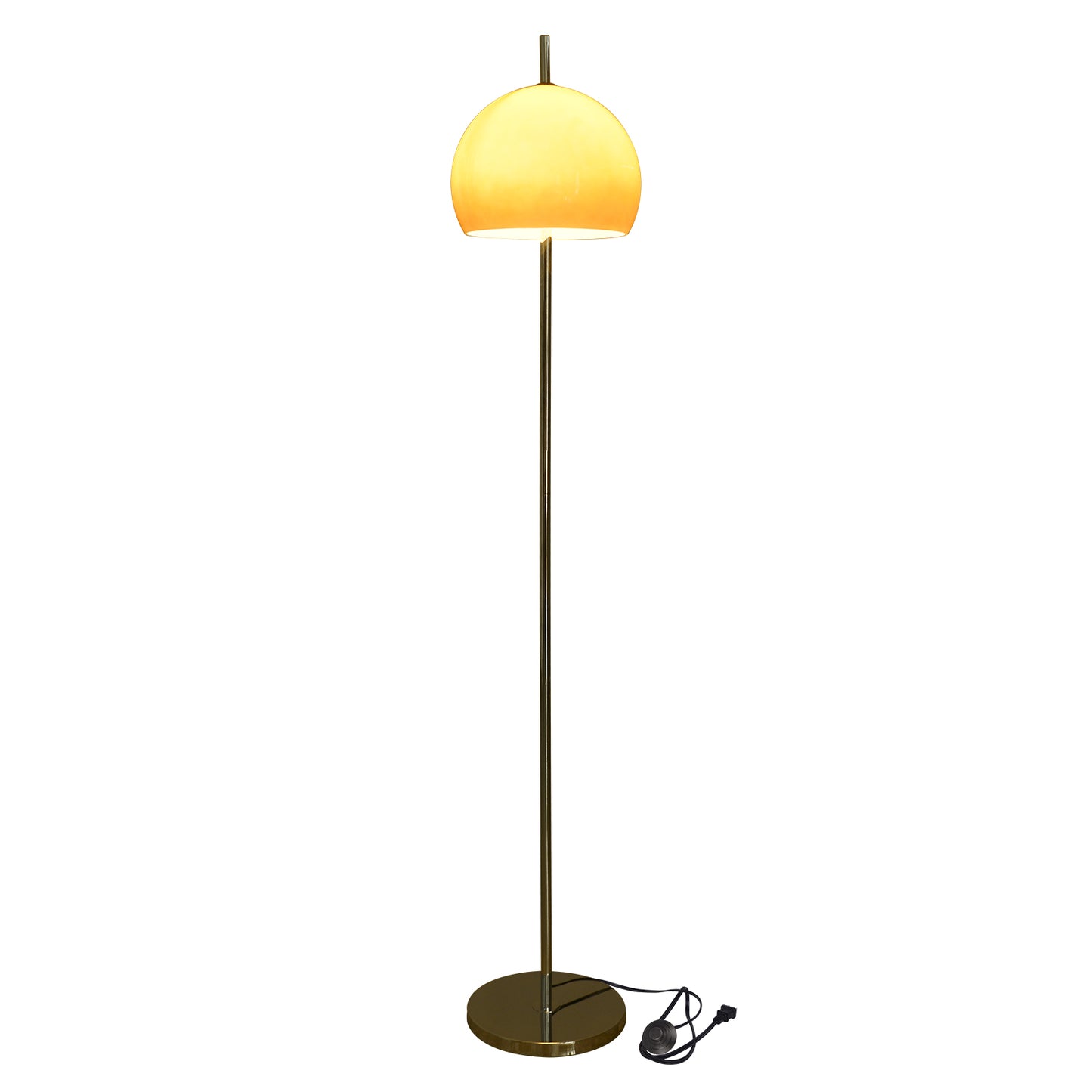 Mid-Century Modern Mushroom Floor Lamp - Retro Amber Glass Standing Light