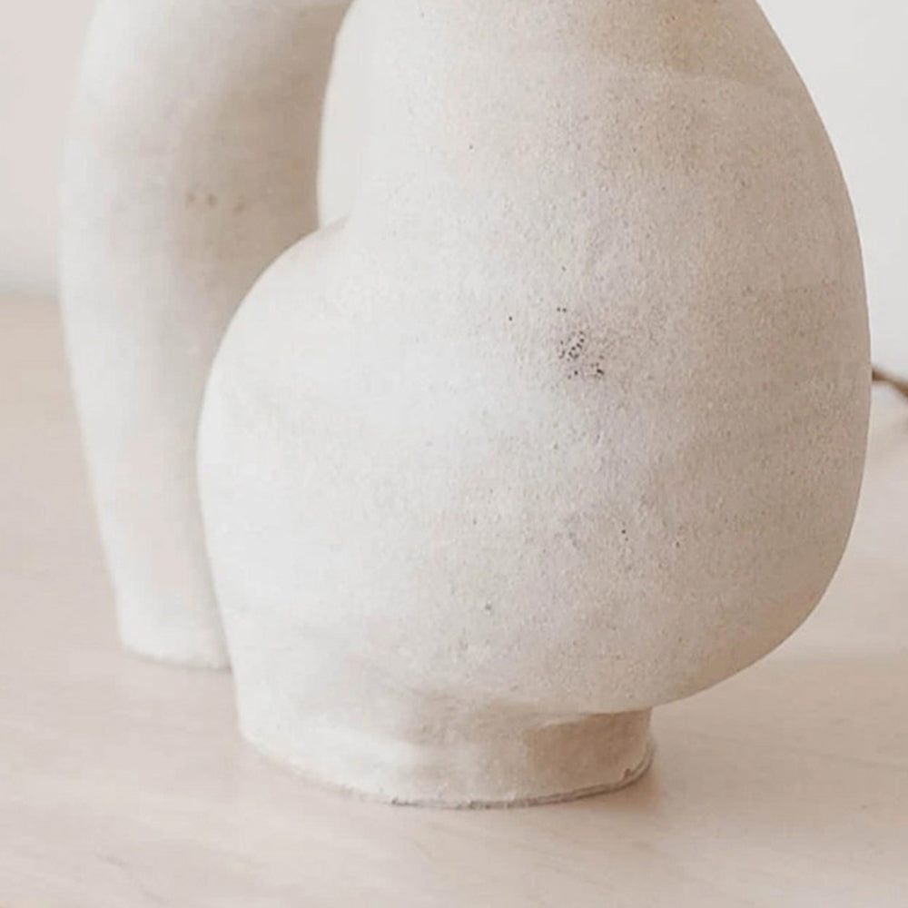 Modern Sculptural Biomorphic Table Lamp - Wabi-Sabi Textured Ceramic Light