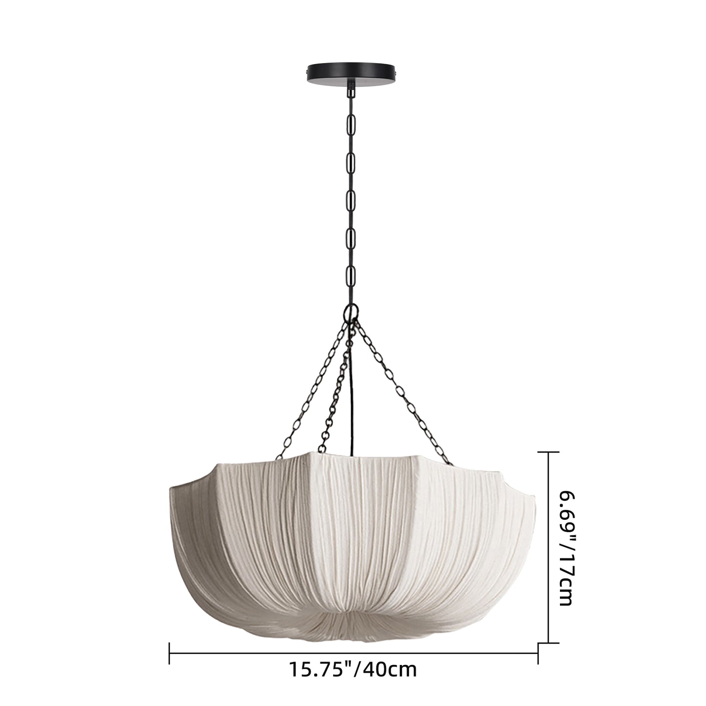 Modern Pleated Fabric Parasol Chandelier - Japandi Organic Modern Pendant Light