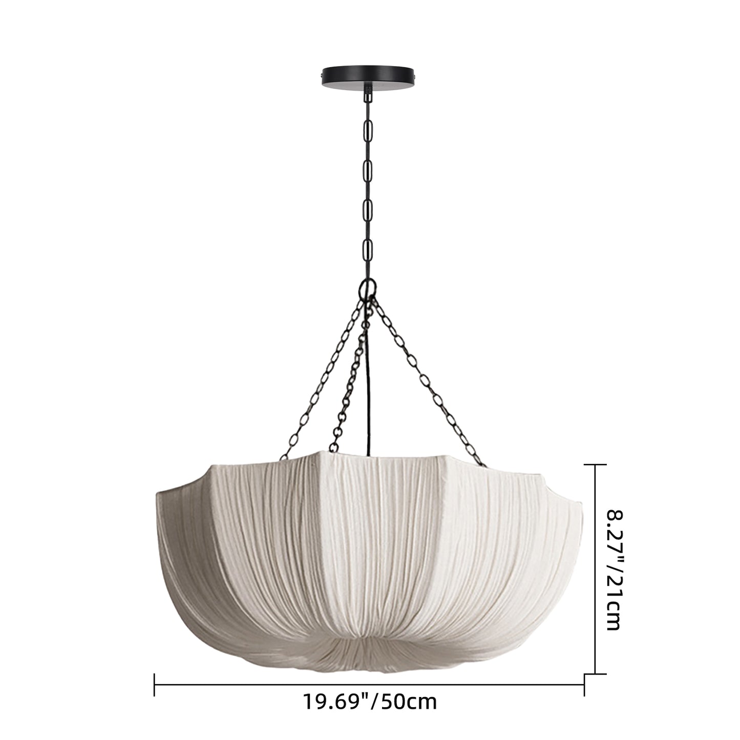 Modern Pleated Fabric Parasol Chandelier - Japandi Organic Modern Pendant Light