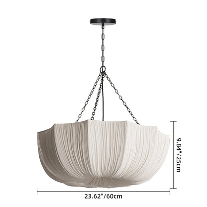 Modern Pleated Fabric Parasol Chandelier - Japandi Organic Modern Pendant Light