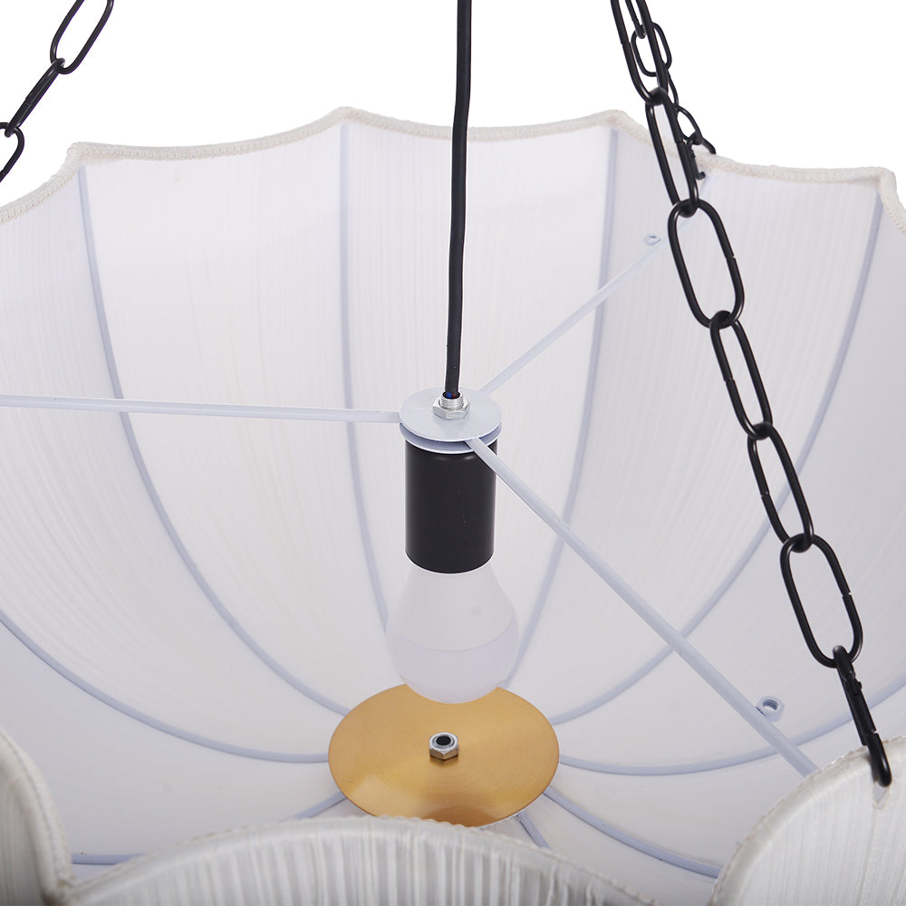 Modern Pleated Fabric Parasol Chandelier - Japandi Organic Modern Pendant Light