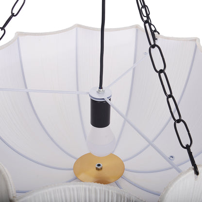 Modern Pleated Fabric Parasol Chandelier - Japandi Organic Modern Pendant Light