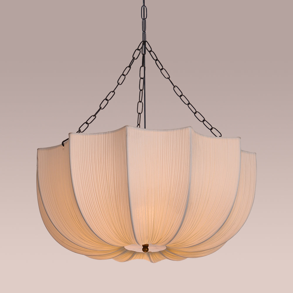 Modern Pleated Fabric Parasol Chandelier - Japandi Organic Modern Pendant Light