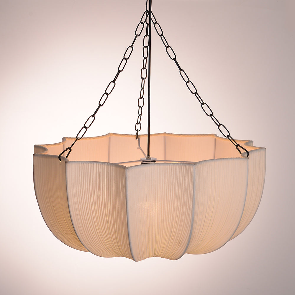 Modern Pleated Fabric Parasol Chandelier - Japandi Organic Modern Pendant Light