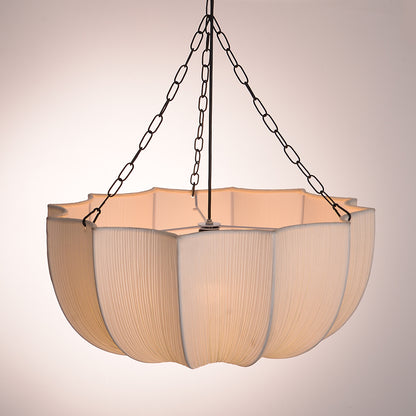 Modern Pleated Fabric Parasol Chandelier - Japandi Organic Modern Pendant Light