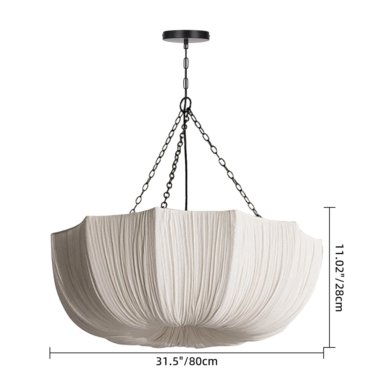 Modern Pleated Fabric Parasol Chandelier - Japandi Organic Modern Pendant Light