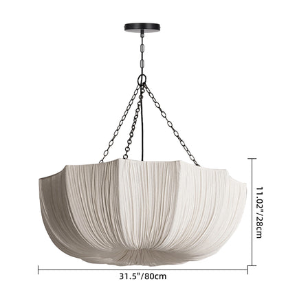 Modern Pleated Fabric Parasol Chandelier - Japandi Organic Modern Pendant Light